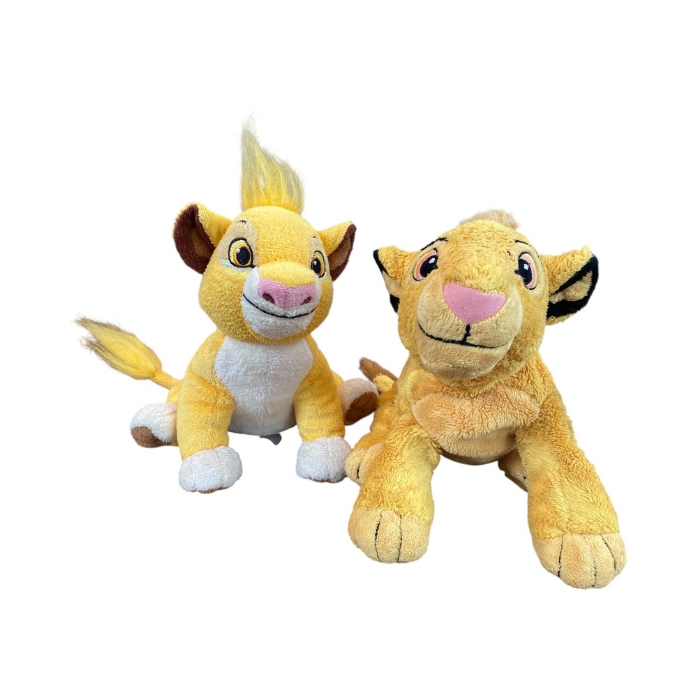 Disney Lion King Simba‎ Plush Set 2 Stuffed Animal Yellow Vintage Toy